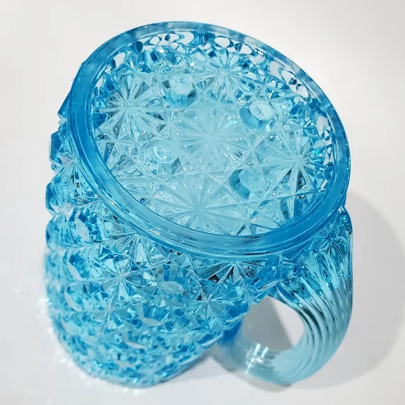 Vntg Fenton Daisy and Button Bright Aqua Blue Glass 5" Pitcher - Picture 13 of 14